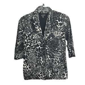George | Women’s Animal Print 3/4 Sleeve Top Shirt Blouse Black White Size Small